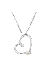 Obrázok pre Strieborný náhrdelník srdca s malou bielou riečnou perličkou 22045.1