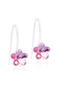 Obrázok pre Nealergénne detské náušnice z lekárskeho plastu háčikové Kvety 6 mm ružové