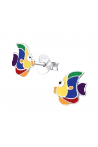 Obrázok pre Detské strieborné náušnice napichovacie Rybky farebné