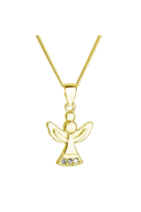 Obrázok pre Pozlátený strieborný náhrdelník anjel so Swarovski kryštálmi biely 32078.1 Au plating