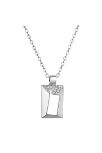 Obrázok pre Strieborný náhrdelník obdĺžnik so zirkónikmi biely 12055.1 crystal