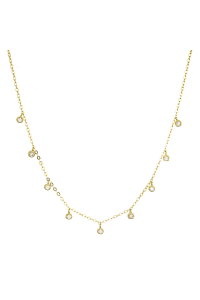 Obrázok pre Pozlátený strieborný náhrdelník s 9 malými okrúhlymi zirkonmi 12056.1. crystal Au plating