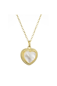 Obrázok pre Pozlátený strieborný náhrdelník srdca s perleťovým zirkónom 12058.1 Au plating