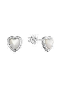 Obrázok pre Strieborné náušnice kôstky srdca s perleťovým zirkónom 11433.1 perleť