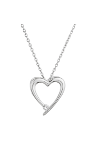 Obrázok pre Strieborný náhrdelník srdca s jedným zirkónikom 12053.1