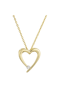 Obrázok pre Pozlátený strieborný náhrdelník srdca s jedným zirkónikom 12053.1 Au plating