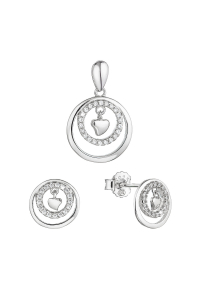 Obrázok pre Strieborná sada šperkov krúžky so zirkónmi a malé srdiečko uprostred 19034.1