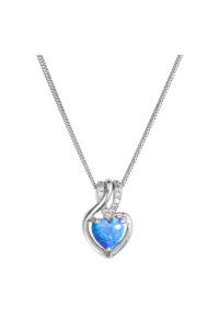Obrázok pre Náhrdelník so syntetickým modrým opálom srdca a zirkónmi 12076.3 blue