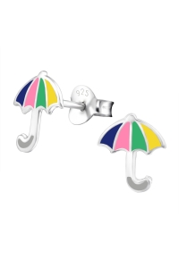Obrázok pre Detské strieborné náušnice napichovacie Dáždniky farebné