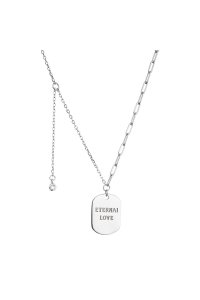 Obrázok pre Strieborný náhrdelník placička ETERNAI LOVE a prívesok s mini zirkónikom 12070.1