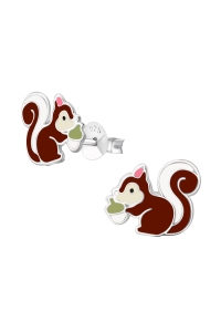 Obrázok pre Detské strieborné náušnice napichovacie Veveričky