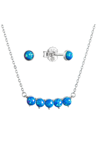 Obrázok pre Súprava šperkov so syntetickými opálmi modre okrúhle 19035.3 blue