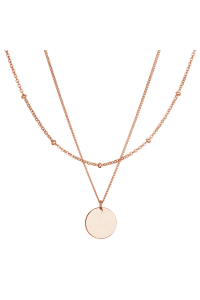 Obrázok pre Pozlátený ROSE náhrdelník dvojradový s placičkou a retiazkou s guličkami 62002