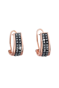 Obrázok pre Strieborné náušnice klipsne s krištáľmi Swarovski čierny polkruh 31172.5