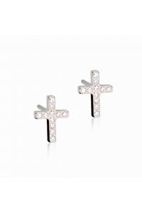 Obrázok pre Náušnice z lekárskeho titánu Krížiky krištály 8 mm číre
