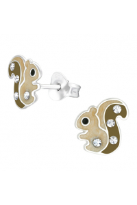Detské strieborné náušnice napichovacie Veveričky Obrázok pre Detské strieborné náušnice napichovacie Veveričky