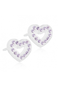 Obrázok pre Nealergénne detské náušnice z lekárskeho plastu Srdiečka 10 mm fialové