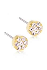 Obrázok pre Náušnice z lekárskeho titánu okrúhle pozlátené krištály 5 mm číre