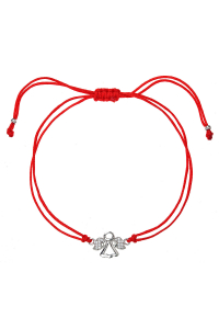 Obrázok pre Kabbalah červený náramok strieborný anjel so zirkónmi 13020.3