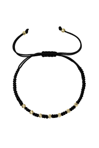 Obrázok pre Kabbalah náramok čierny so zlatými ozdobnými guličkami 93T00102 black