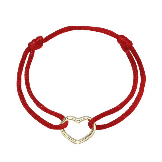 Obrázok pre Kabbalah náramok s pozláteným strieborným srdcom 13093.3 red