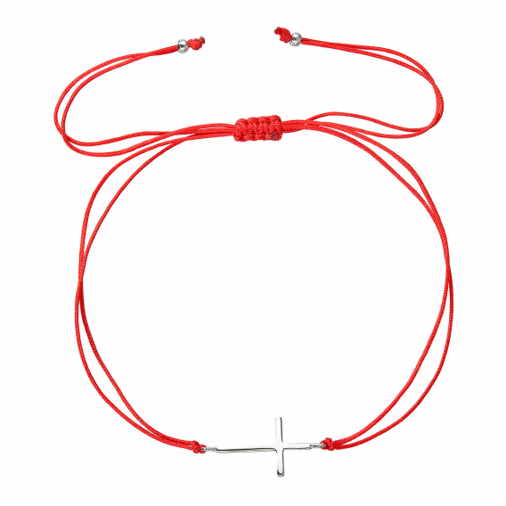 Obrázok pre Kabbalah náramok so strieborným krížikom 13045.3 red