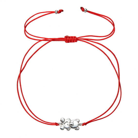Obrázok pre Kabbalah náramok so strieborným medvedíkom 13046.3 red