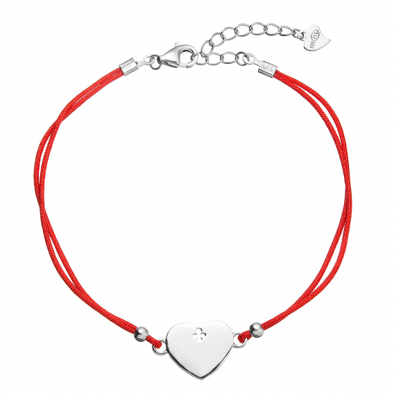 Obrázok pre Kabbalah náramok so strieborným srdcom 13049.3 red
