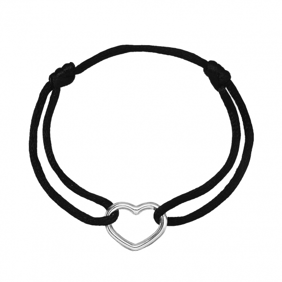 Obrázok pre Kabbalah náramok so strieborným srdcom 13093.3 black