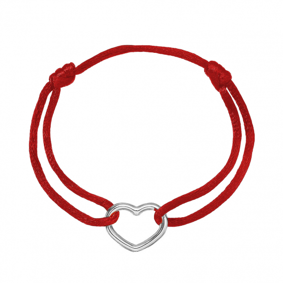 Obrázok pre Kabbalah náramok so strieborným srdcom 13093.3 red