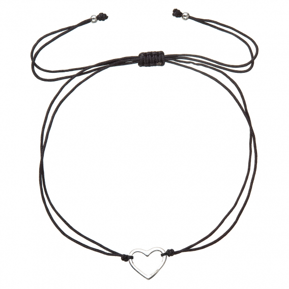 Obrázok pre Kabbalah náramok so strieborným srdiečkom 13042.3 black