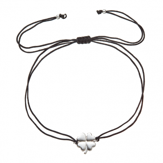 Obrázok pre Kabbalah náramok so strieborným štvorlístkom 13047.3 black