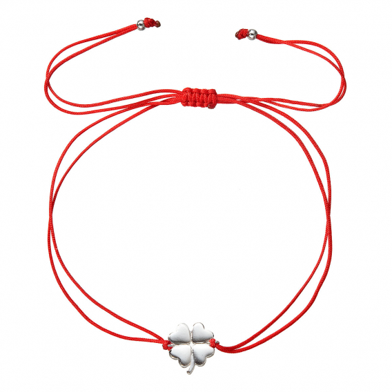 Obrázok pre Kabbalah náramok so strieborným štvorlístkom 13047.3 red