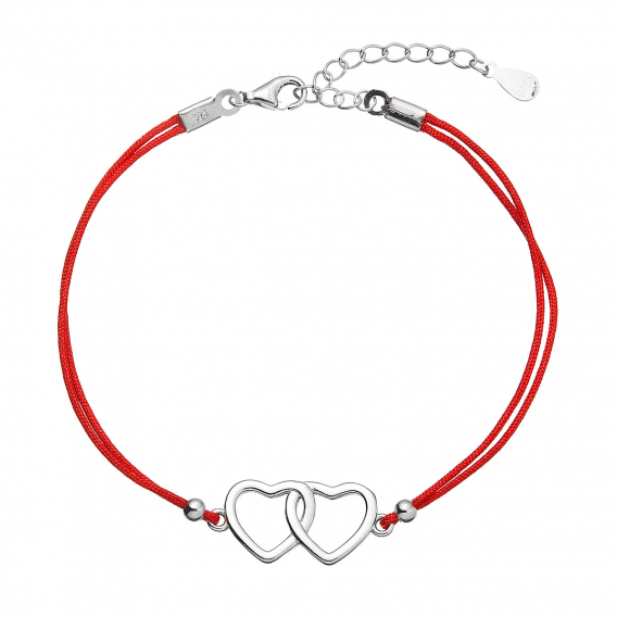 Obrázok pre Kabbalah náramok so striebornými srdiečkami 13050.3 red