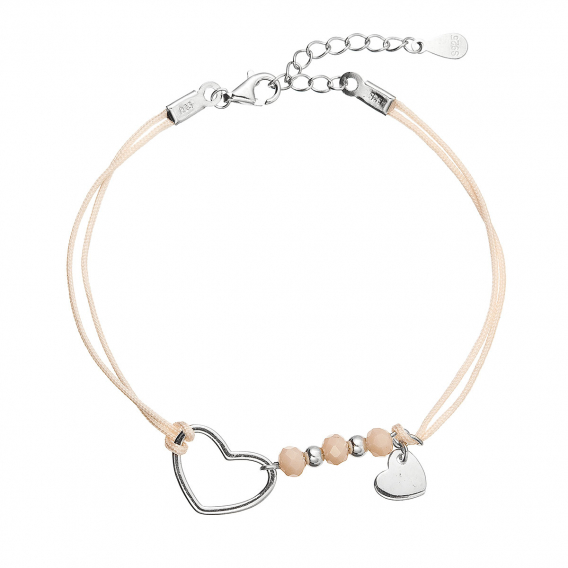 Obrázok pre Kabbalah náramok so striebornými srdiečkami 13053.3 lt.orange