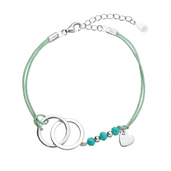 Obrázok pre Kabbalah náramok spojené krúžkami a strieborné srdiečko 13051.3 turquoise