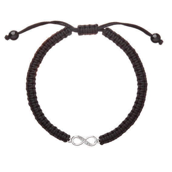 Obrázok pre Kabbalah náramok strieborné nekonečno 13002.3 čierny