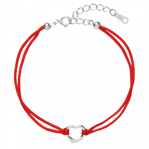 Obrázok pre Kabbalah náramok strieborné srdiečko 13006.3 červený