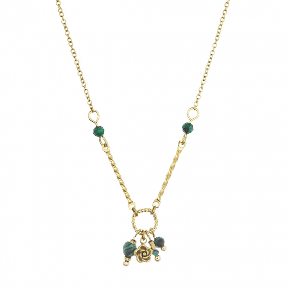 Obrázok pre Náhrdelník oceľový s africkým malachitom 42032.3