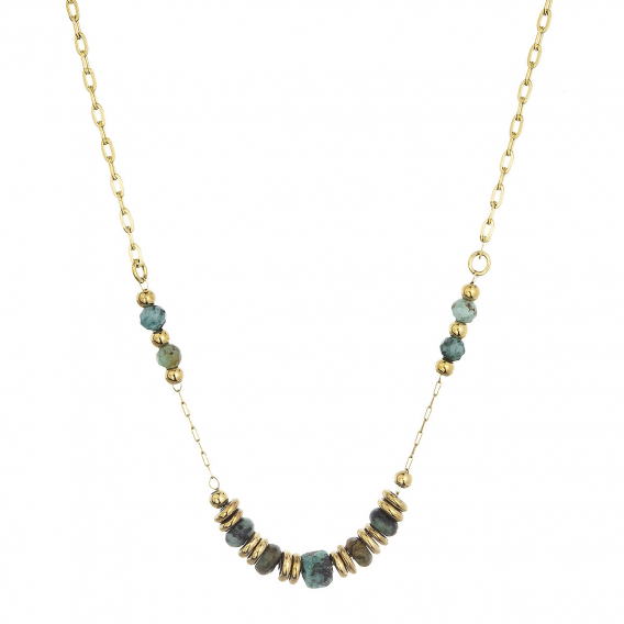 Obrázok pre Náhrdelník oceľový s africkým tyrkysom 42033.3