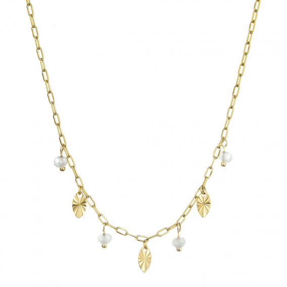 Obrázok pre Náhrdelník oceľový s bielym jadeitom 42026.1