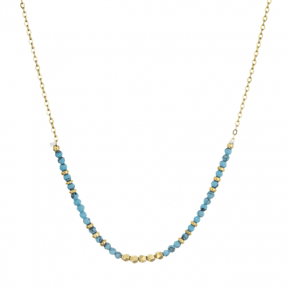 Obrázok pre Náhrdelník oceľový s modrým tyrkysom 42034.3