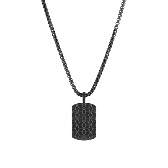 Obrázok pre Náhrdelník pánsky z čiernej ocele s plackou 42009.3 čierny