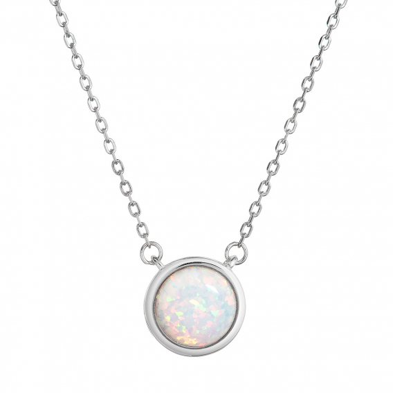 Obrázok pre Náhrdelník so syntetickým bielym opálom okrúhly 12065.1 white