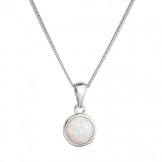 Obrázok pre Náhrdelník so syntetickým bielym opálom okrúhly 12077.1 white
