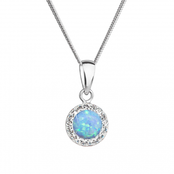 Obrázok pre Náhrdelník so syntetickým opálom a kryštálmi Preciosa sv.modrý okrúhly 32083.1 lt.blue