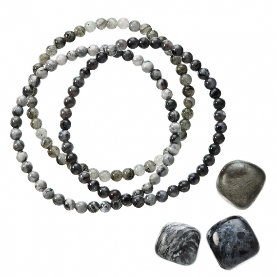 Obrázok pre Náramky s minerálnymi kameňmi labradorite, jaspis 43043.3 čierny