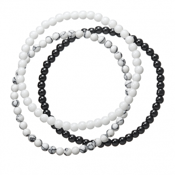 Obrázok pre Náramky s minerálnymi kameňmi máp stone-jaspis, black onyx, white howlite 43045.3 bielo čierny