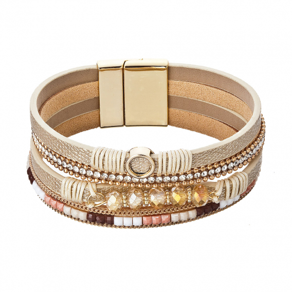 Obrázok pre Náramok béžový textilný široký 53010.3 beige