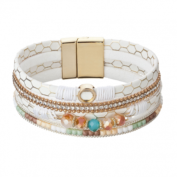 Obrázok pre Náramok bielobéžový textilný široký 53010.1 white